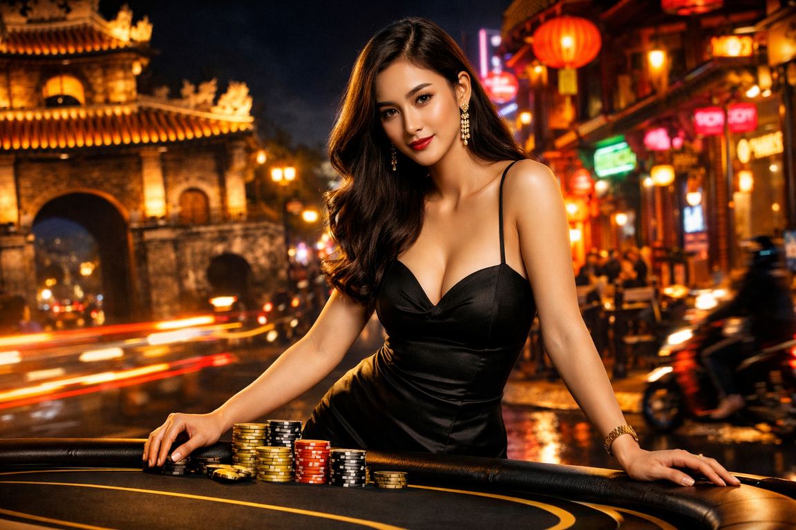 Không gian giải trí VIP ban đêm tại Huế với ánh đèn neon và khuyến mãi đặc biệt
