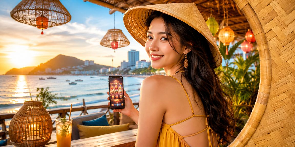 Người dùng tại Vũng Tàu trải nghiệm casino di động với nón lá truyền thống